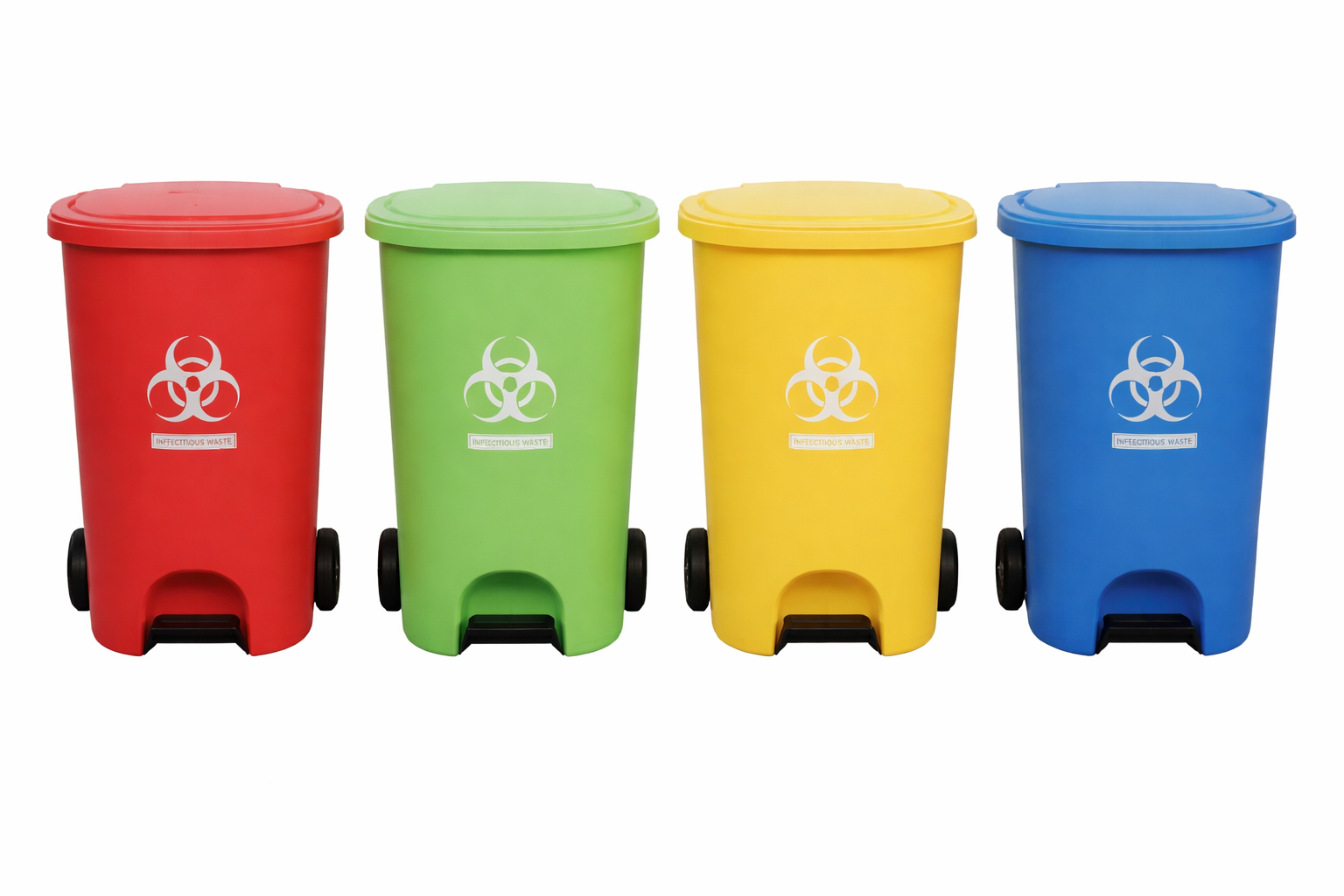 FOOT OPERATED BIN WITH WHEELS